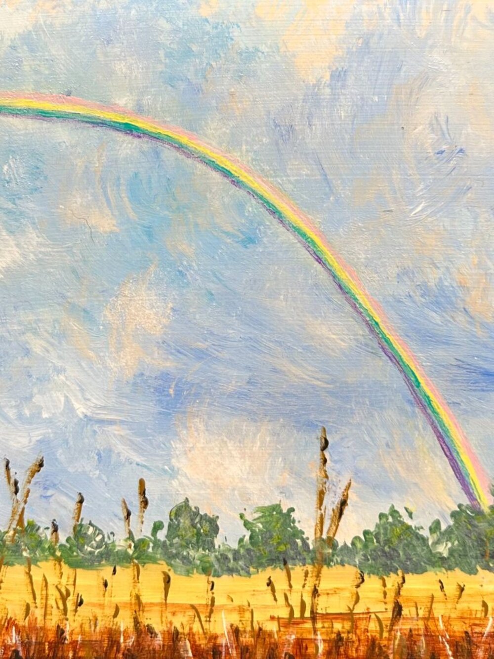 Follow Every Rainbow Original 6" x 6" Acrylic Painting Nature Theme Wall Art - Picture 8 of 13